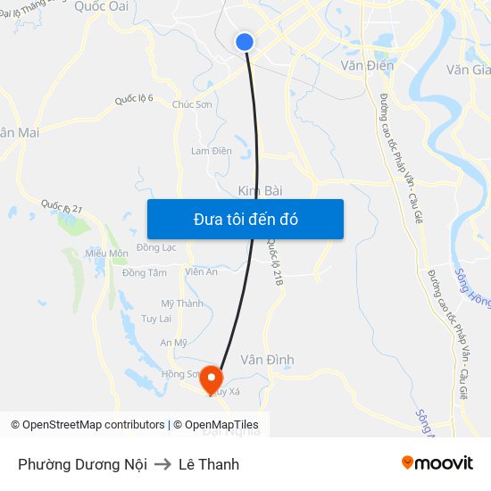 Phường Dương Nội to Lê Thanh map