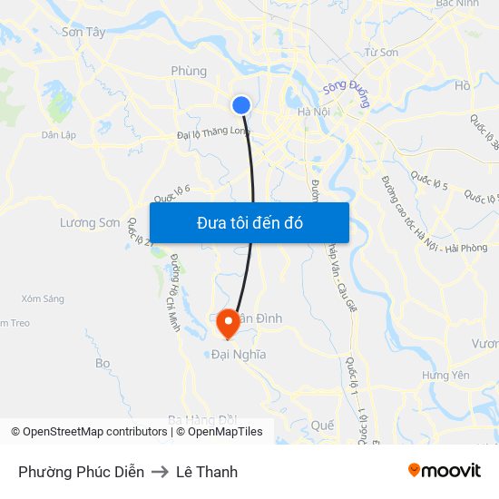 Phường Phúc Diễn to Lê Thanh map