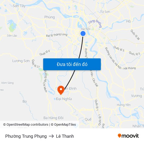 Phường Trung Phụng to Lê Thanh map
