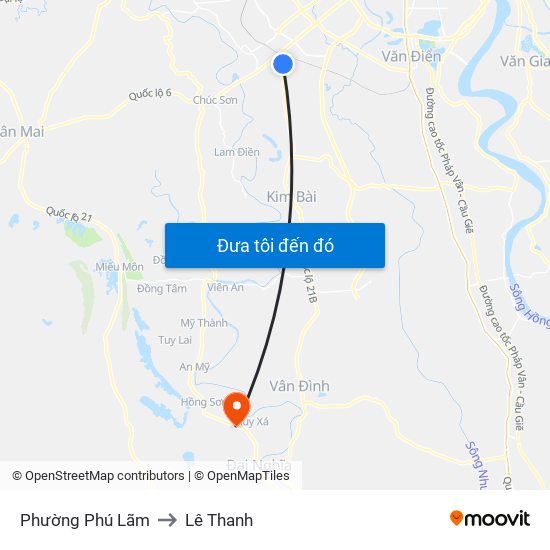 Phường Phú Lãm to Lê Thanh map