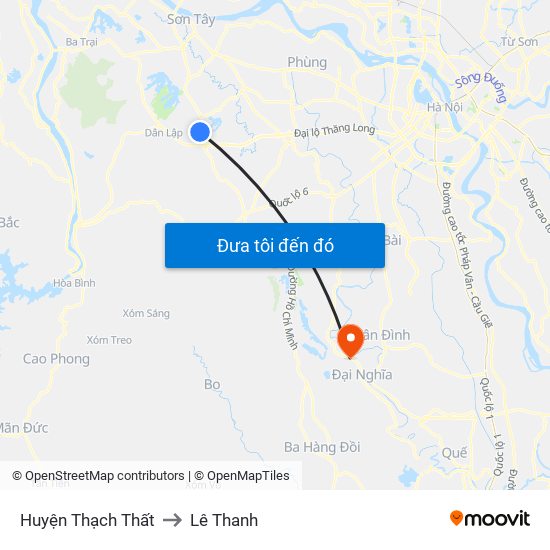 Huyện Thạch Thất to Lê Thanh map