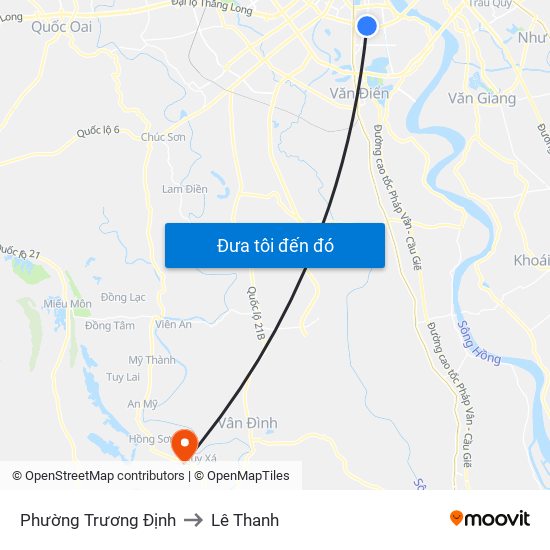 Phường Trương Định to Lê Thanh map