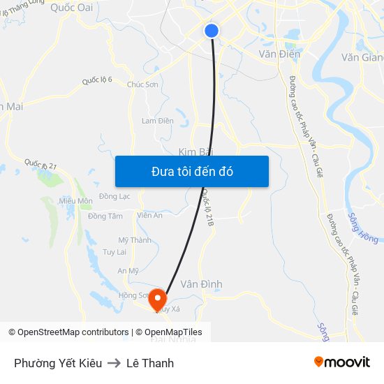 Phường Yết Kiêu to Lê Thanh map