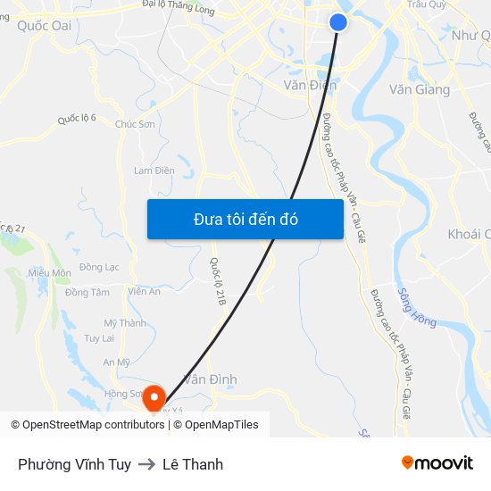 Phường Vĩnh Tuy to Lê Thanh map