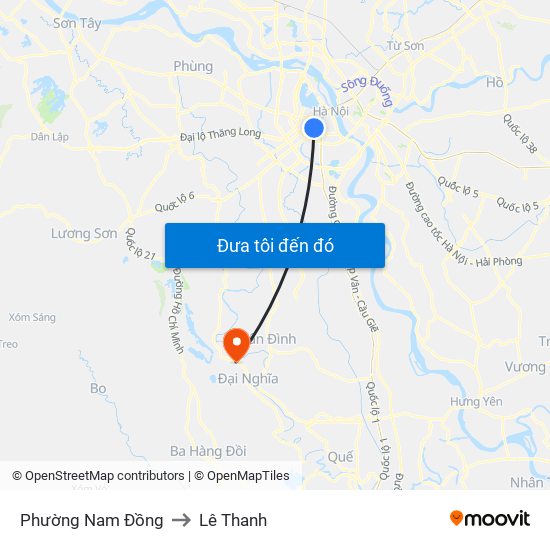 Phường Nam Đồng to Lê Thanh map