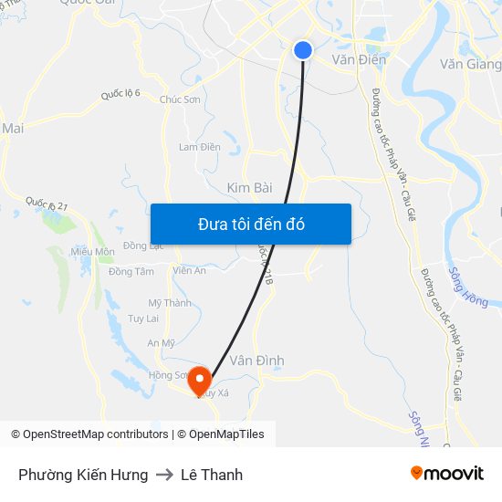 Phường Kiến Hưng to Lê Thanh map