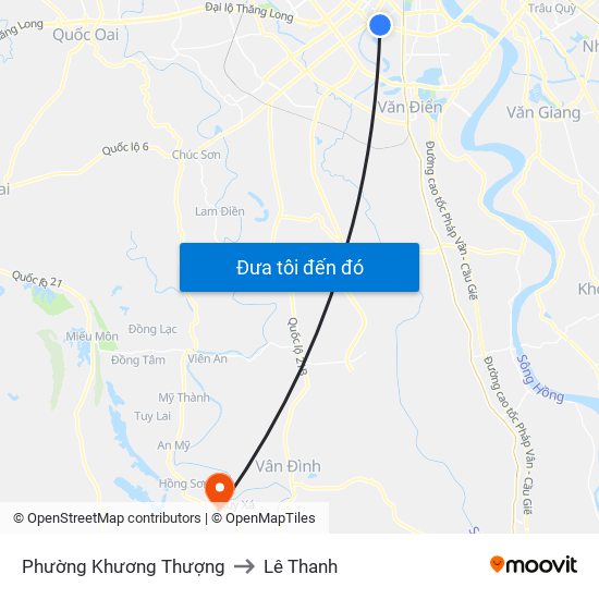 Phường Khương Thượng to Lê Thanh map