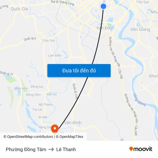 Phường Đồng Tâm to Lê Thanh map