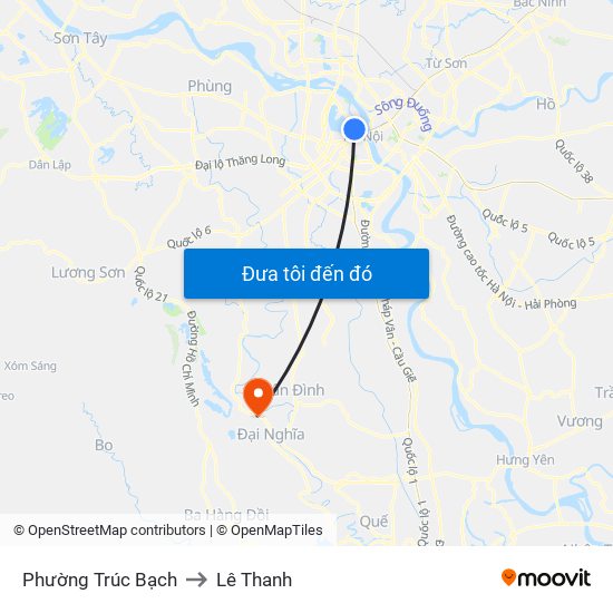 Phường Trúc Bạch to Lê Thanh map
