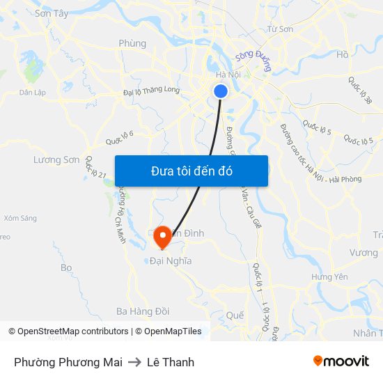 Phường Phương Mai to Lê Thanh map