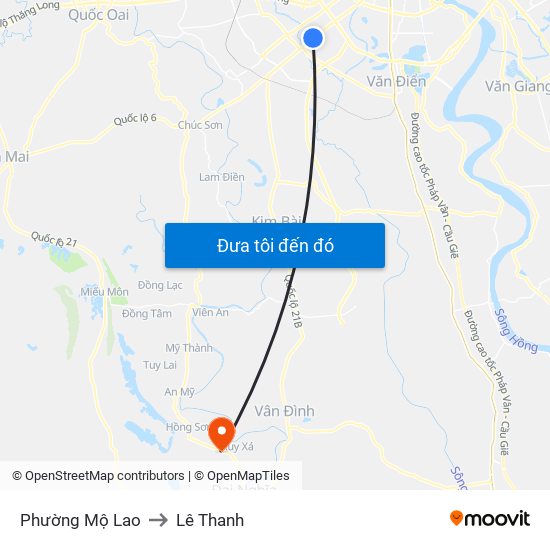 Phường Mộ Lao to Lê Thanh map