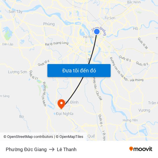 Phường Đức Giang to Lê Thanh map
