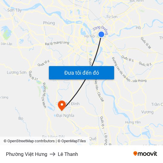 Phường Việt Hưng to Lê Thanh map