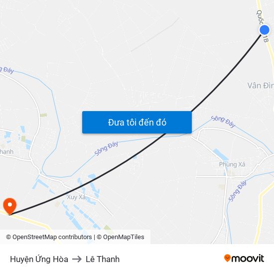 Huyện Ứng Hòa to Lê Thanh map