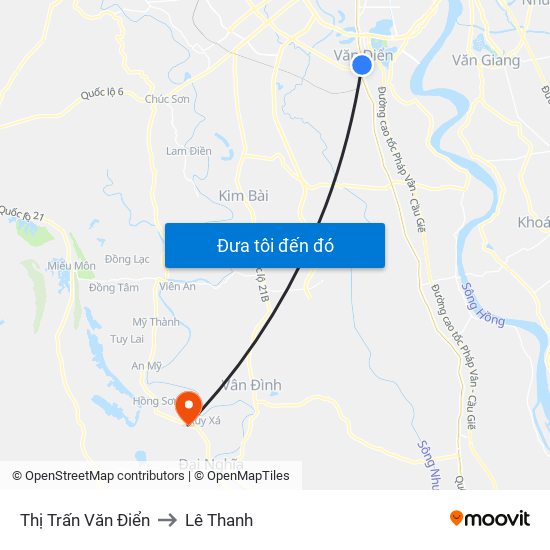 Thị Trấn Văn Điển to Lê Thanh map