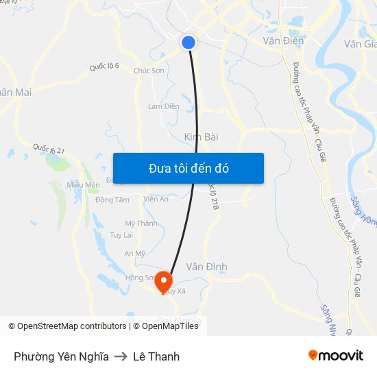 Phường Yên Nghĩa to Lê Thanh map