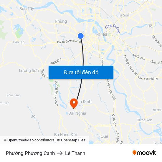 Phường Phương Canh to Lê Thanh map