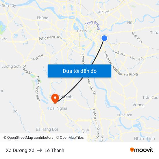 Xã Dương Xá to Lê Thanh map
