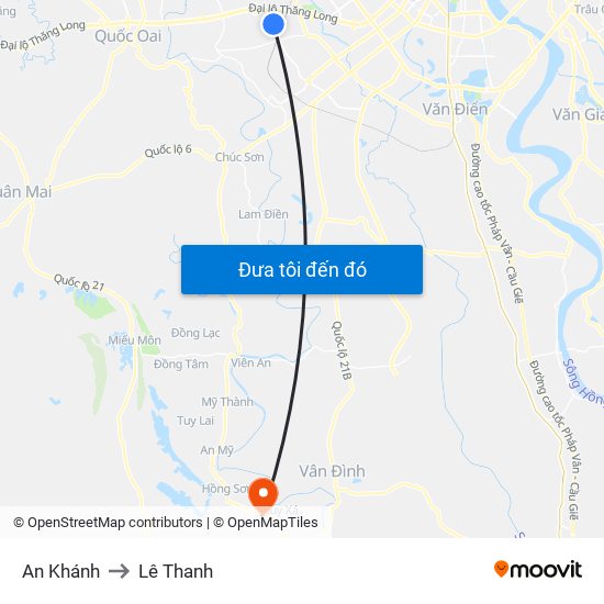 An Khánh to Lê Thanh map