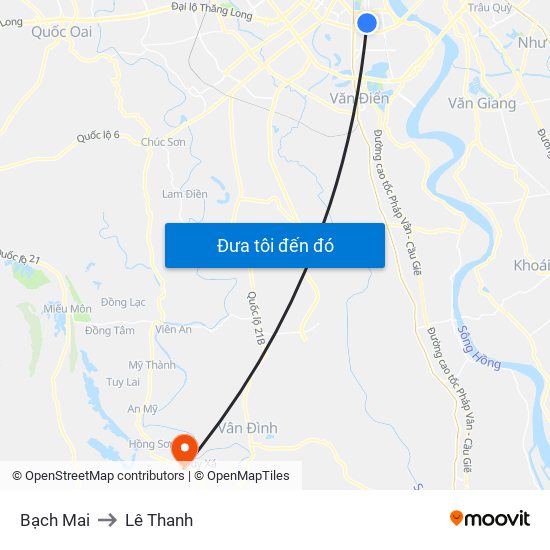 Bạch Mai to Lê Thanh map