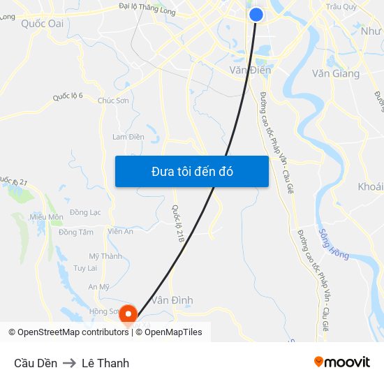 Cầu Dền to Lê Thanh map