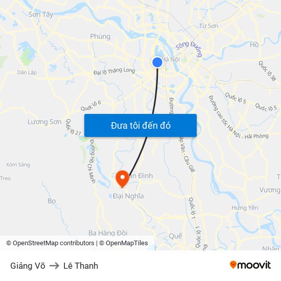 Giảng Võ to Lê Thanh map