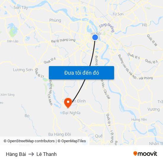 Hàng Bài to Lê Thanh map