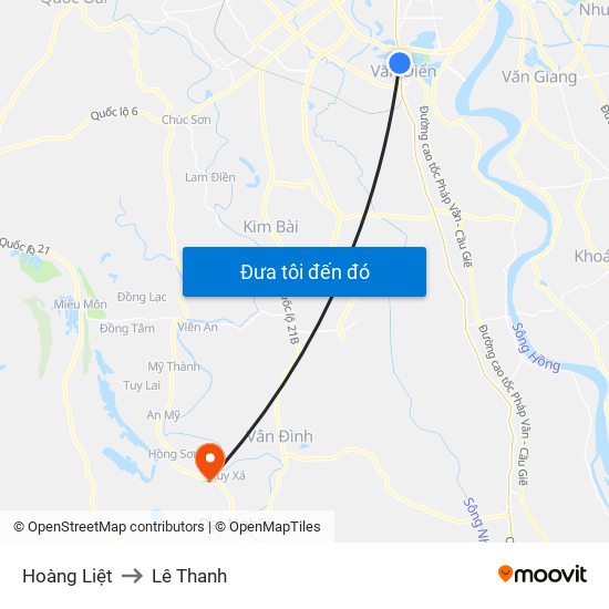 Hoàng Liệt to Lê Thanh map