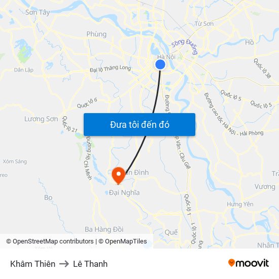 Khâm Thiên to Lê Thanh map