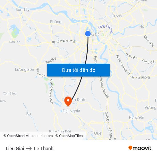 Liễu Giai to Lê Thanh map