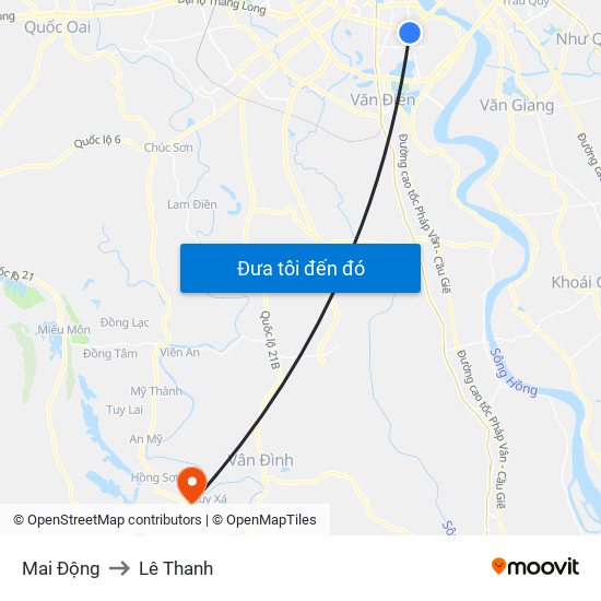 Mai Động to Lê Thanh map