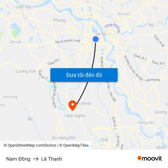 Nam Đồng to Lê Thanh map