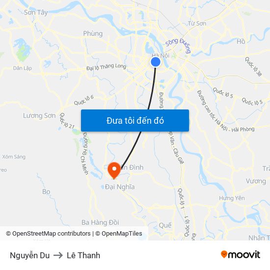 Nguyễn Du to Lê Thanh map