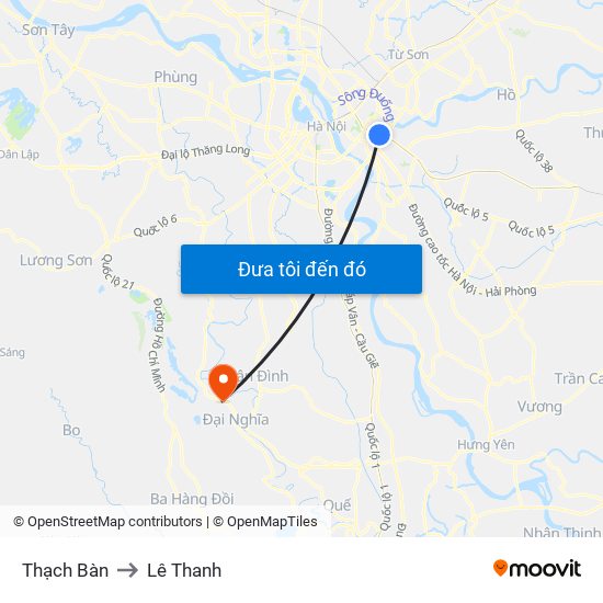 Thạch Bàn to Lê Thanh map