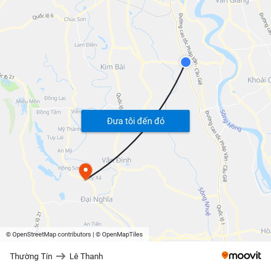 Thường Tín to Lê Thanh map