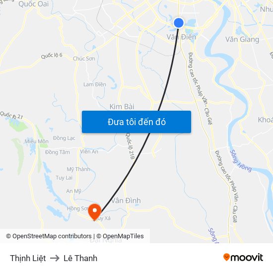 Thịnh Liệt to Lê Thanh map