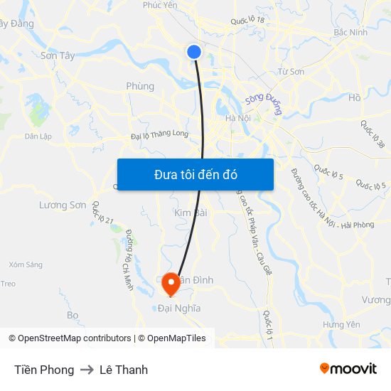 Tiền Phong to Lê Thanh map