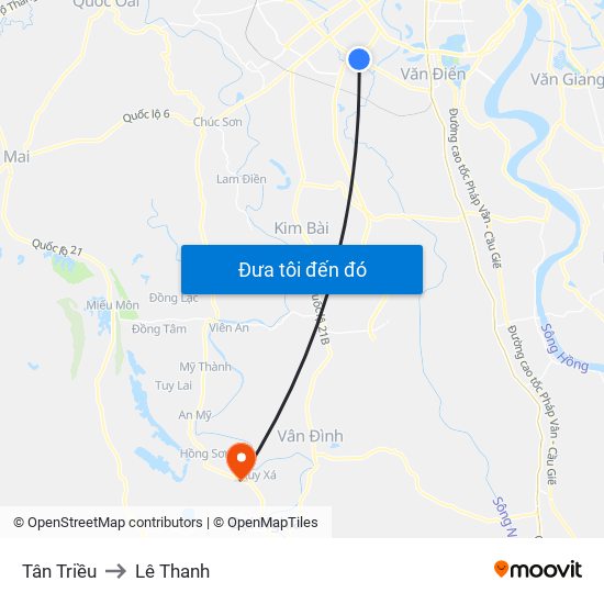 Tân Triều to Lê Thanh map