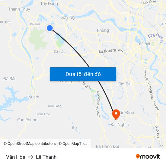 Vân Hòa to Lê Thanh map