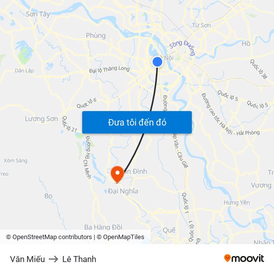 Văn Miếu to Lê Thanh map