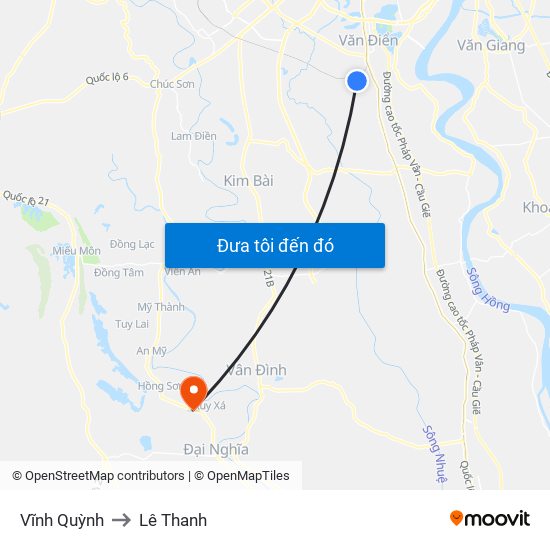 Vĩnh Quỳnh to Lê Thanh map