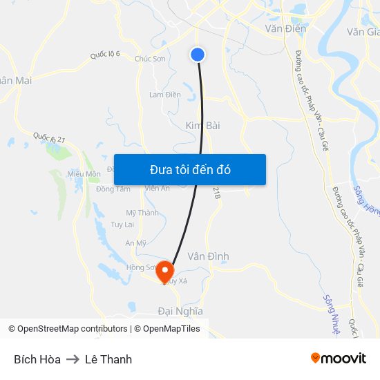 Bích Hòa to Lê Thanh map