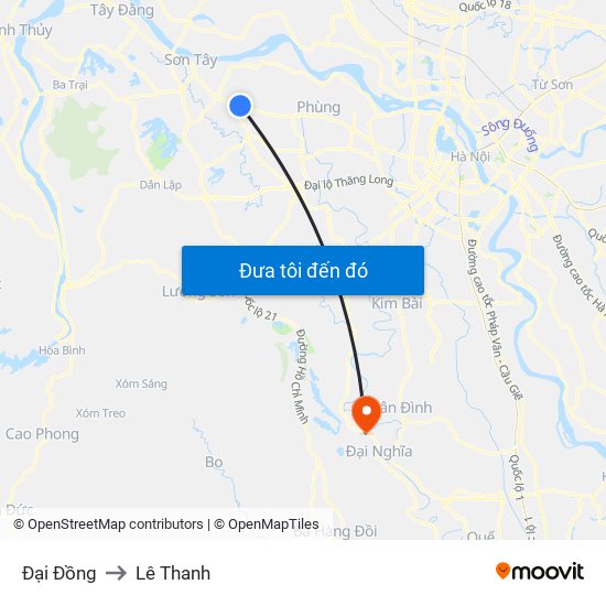 Đại Đồng to Lê Thanh map