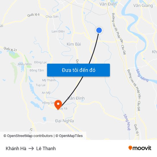 Khánh Hà to Lê Thanh map
