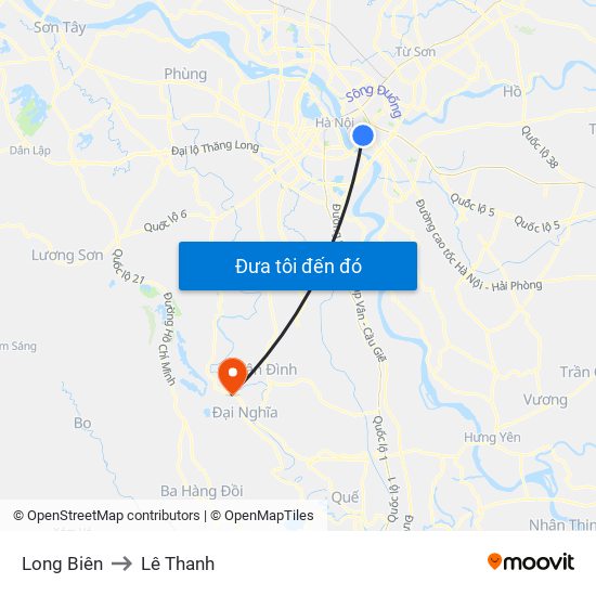 Long Biên to Lê Thanh map