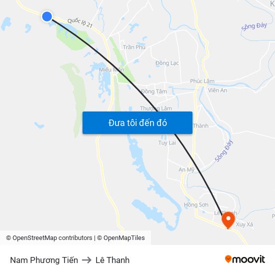 Nam Phương Tiến to Lê Thanh map