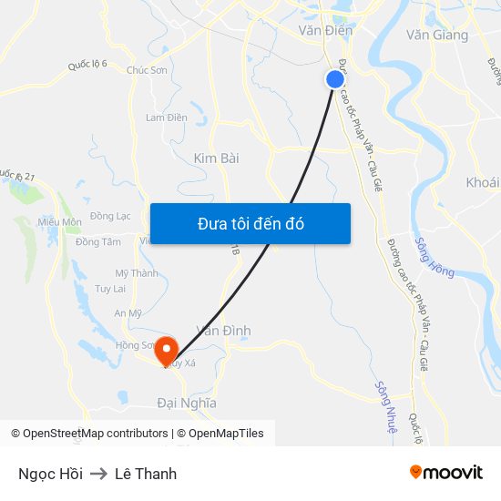 Ngọc Hồi to Lê Thanh map