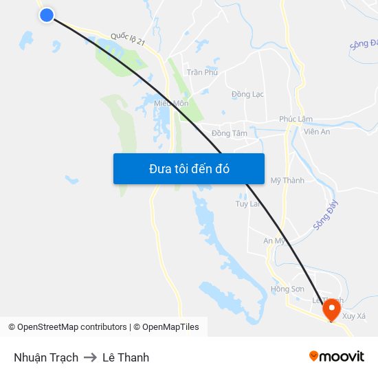 Nhuận Trạch to Lê Thanh map