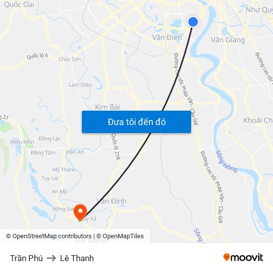 Trần Phú to Lê Thanh map