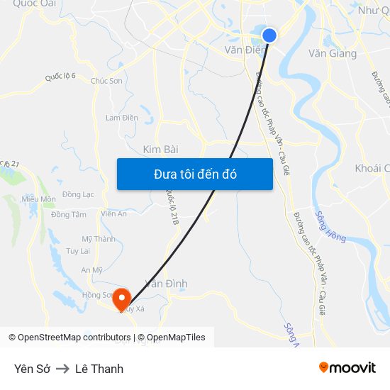 Yên Sở to Lê Thanh map